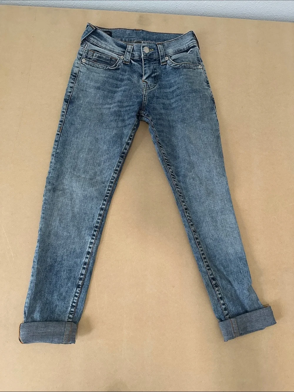 True Religion Geno Relaxed Slim Jeans Blue Medium Wash No Flap Size 27 Men's
